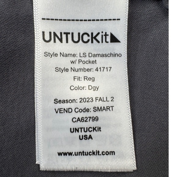 UNTUCKit Men's Damaschino Long Sleeve Polo Shirt with Pocket Gray Medium - Picture 6 of 9